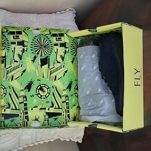 FLY London shoes, New in box , with tag, navy blue leather lace up , pumps ,